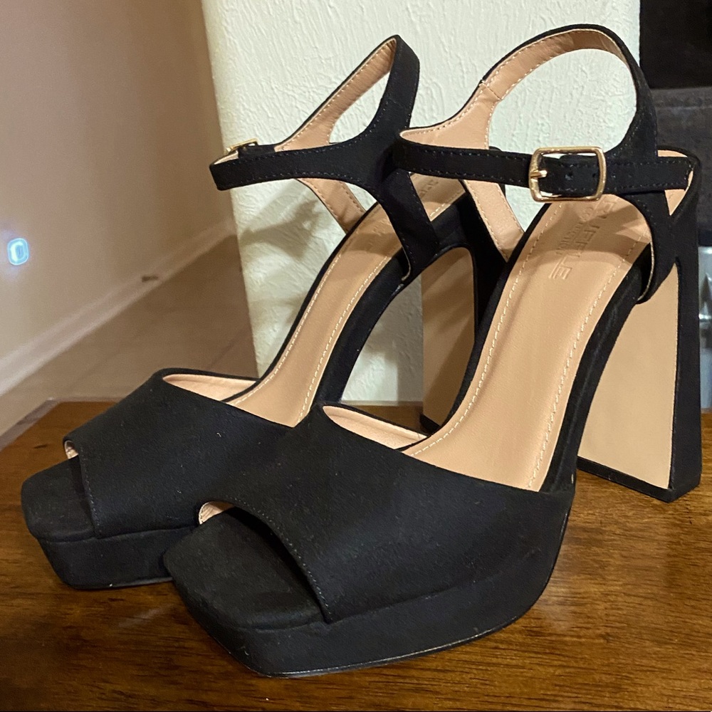 Black Peep Toe Heels